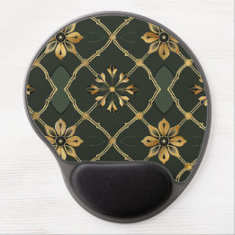 Medieval Elegant Green Floral Gel Mouse Pad