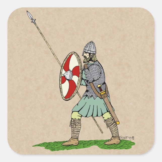 Medieval English/Saxon Warrior Square Sticker (Front)
