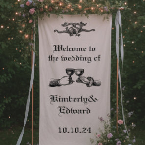 Medieval engraving Wedding Welcome Sign