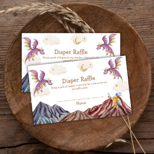 Medieval Fairy Dragon Diaper Raffle Baby Shower  Enclosure Card