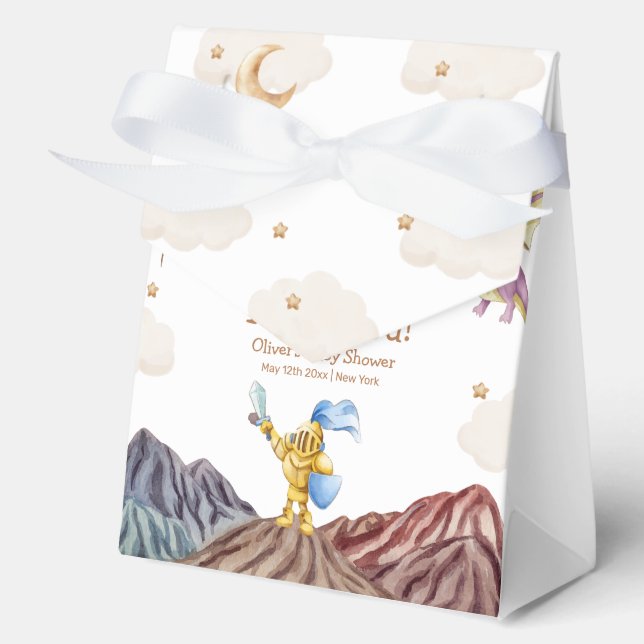 Medieval Fairytale Dragon Boy Baby Shower  Favor Boxes (Front)
