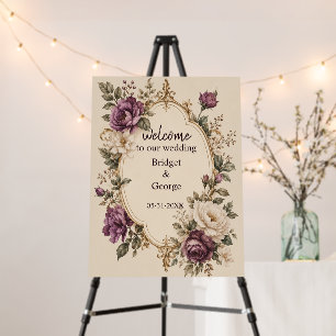 Medieval Fairytale Purple Botanical Floral Wedding Foam Board