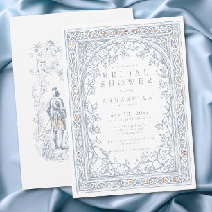 Medieval Fantasy Arch Blue Gold Bridal Shower Invitation