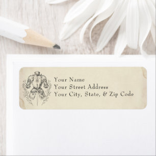 Medieval Fantasy Armor Black Etching Wedding Label