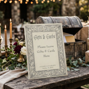 Medieval Fantasy Black Vintage Etch Wedding Gifts Pedestal Sign