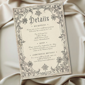 Medieval Fantasy Black Vintage Etching Wedding Enclosure Card