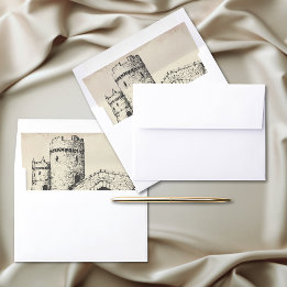 Medieval Fantasy Black Vintage Etching Wedding Envelope Liner