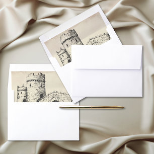 Medieval Fantasy Black Vintage Etching Wedding Envelope Liner