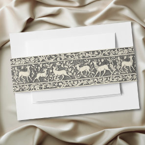 Medieval Fantasy Black Vintage Etching Wedding Invitation Belly Band