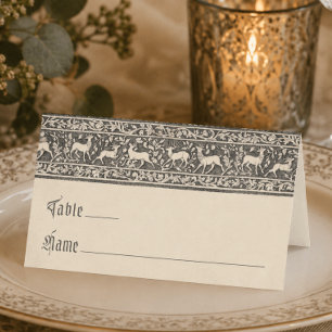 Medieval Fantasy Black Vintage Etching Wedding Place Card
