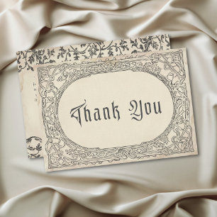 Medieval Fantasy Black Vintage Etching Wedding Thank You Card