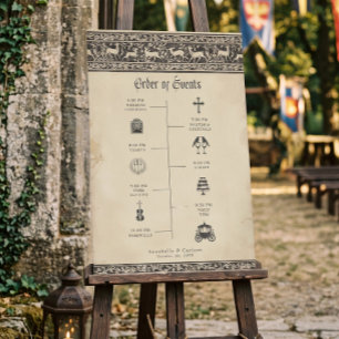 Medieval Fantasy Black Vintage Wedding Timeline Foam Board