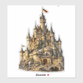 Medieval Fantasy Castle Glossy Clear Collectible . Sticker