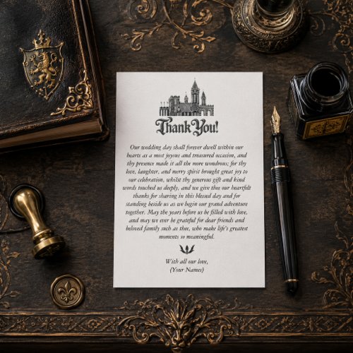 MEDIEVAL Fantasy Castle Wedding Thank You Card