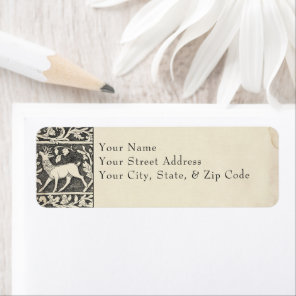 Medieval Fantasy Deer Black Etching Wedding Label