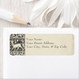 Medieval Fantasy Deer Black Etching Wedding Label