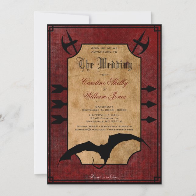 Medieval Fantasy Dragon Wedding Invitation (Front)