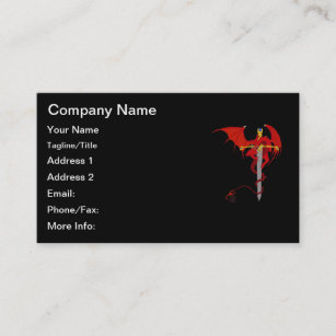 Medieval Fantasy Flying Red Dragon and Sword Business Card