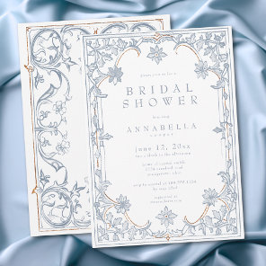Medieval Fantasy Frame Blue Gold Bridal Shower Invitation