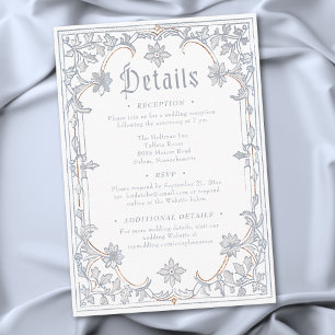Medieval Fantasy Frame Blue Gold Etching Wedding Enclosure Card