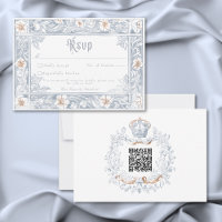 Medieval Fantasy Frame Blue Gold Etching Wedding