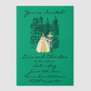 Medieval Fantasy Green Wedding Invitations
