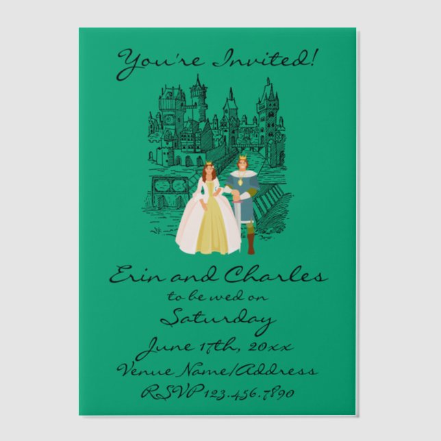 Medieval Fantasy Green Wedding Invitations (Front)