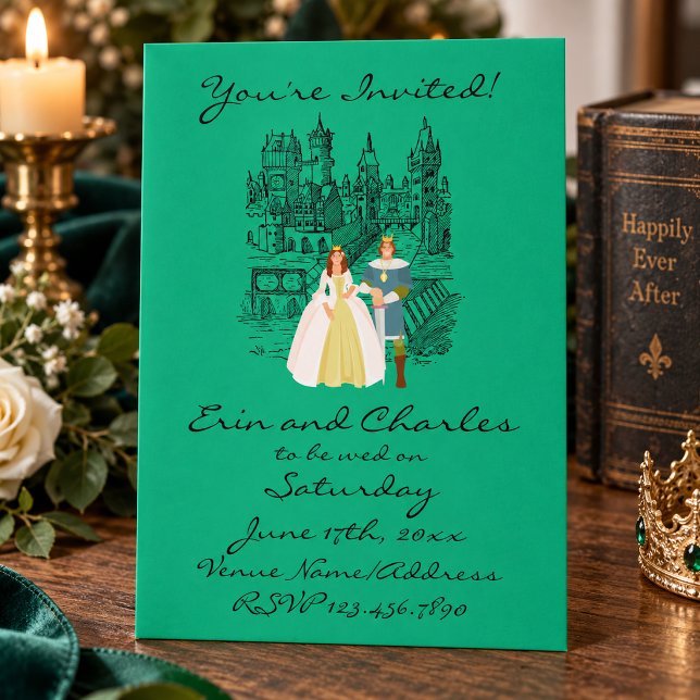 Medieval Fantasy Green Wedding Invitations (Creator Uploaded)