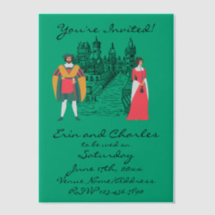 Medieval Fantasy Green Wedding SaveDate Invitation