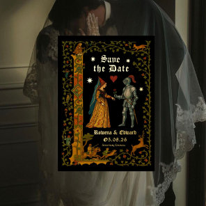 Medieval Fantasy Knight and Lady Save the Date Foil Invitation