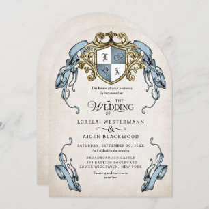 Medieval Fantasy Monogram Crest Wedding Invitation