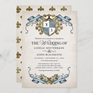 Medieval Fantasy Monogram Crest Wedding Invitation