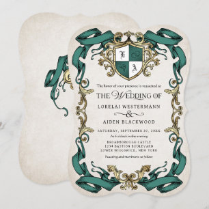 Medieval Fantasy Ornate Shield Wedding Invitation