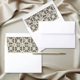 Medieval Fantasy Regal Black Etching Wedding Envelope Liner