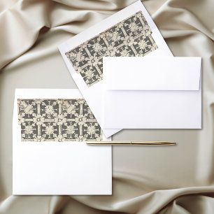 Medieval Fantasy Regal Black Etching Wedding Envelope Liner