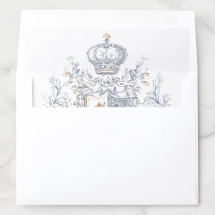 Medieval Fantasy Regal Blue Gold Etching Wedding Envelope Liner