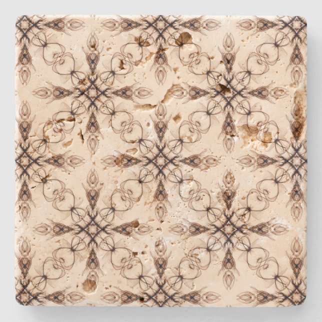 Medieval Fantasy Sepia Fractal Art Stone Coaster (Front)