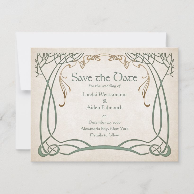 Medieval Fantasy Trees Wedding Save The Date (Front)