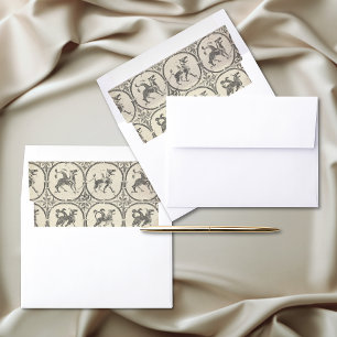 Medieval Fantasy Vintage Black Etching Wedding Envelope Liner