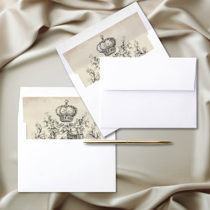 Medieval Fantasy Vintage Black Etching Wedding Envelope Liner