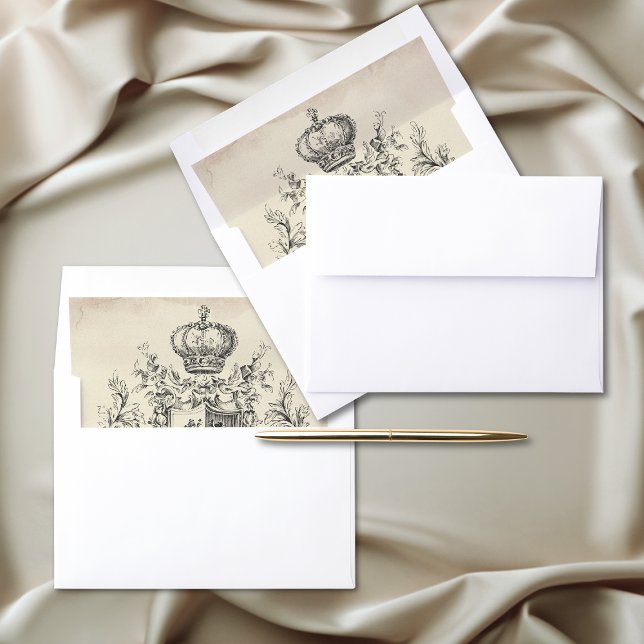 Medieval Fantasy Vintage Black Etching Wedding Envelope Liner (Medieval Fantasy Black Vintage Etching Wedding Envelope Liner)