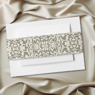 Medieval Fantasy Vintage Black Etching Wedding Invitation Belly Band