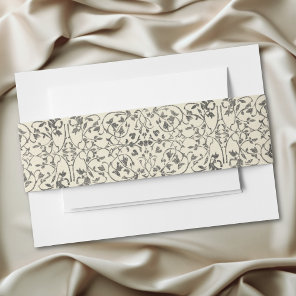 Medieval Fantasy Vintage Black Etching Wedding Invitation Belly Band