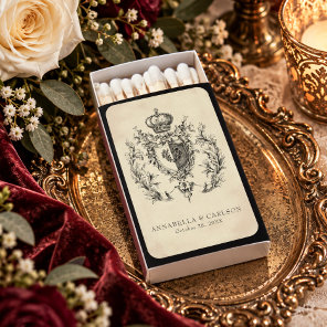 Medieval Fantasy Vintage Black Etching Wedding Matchboxes