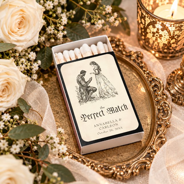 Medieval Fantasy Vintage Black Etching Wedding Matchboxes (Creator Uploaded)