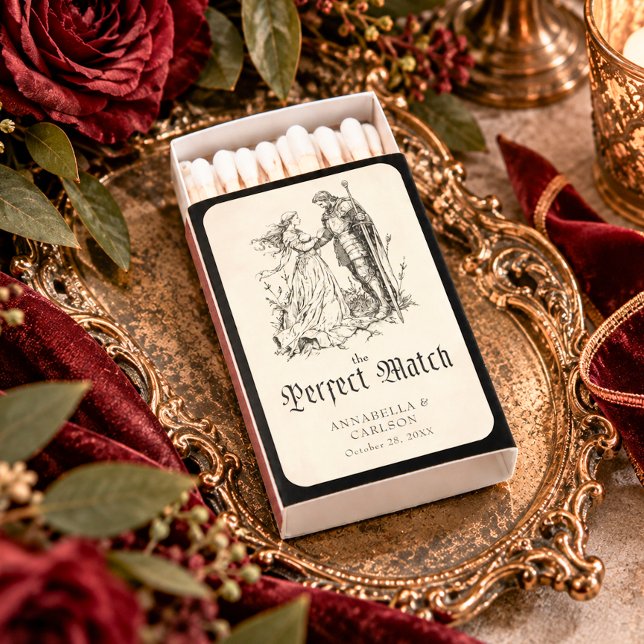 Medieval Fantasy Vintage Black Etching Wedding Matchboxes (Creator Uploaded)