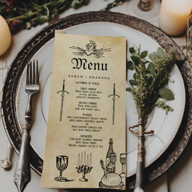 アンティーク　メニュー　MARIAGE Medieval Fantasy Wedding Feast Menu | Zazzle