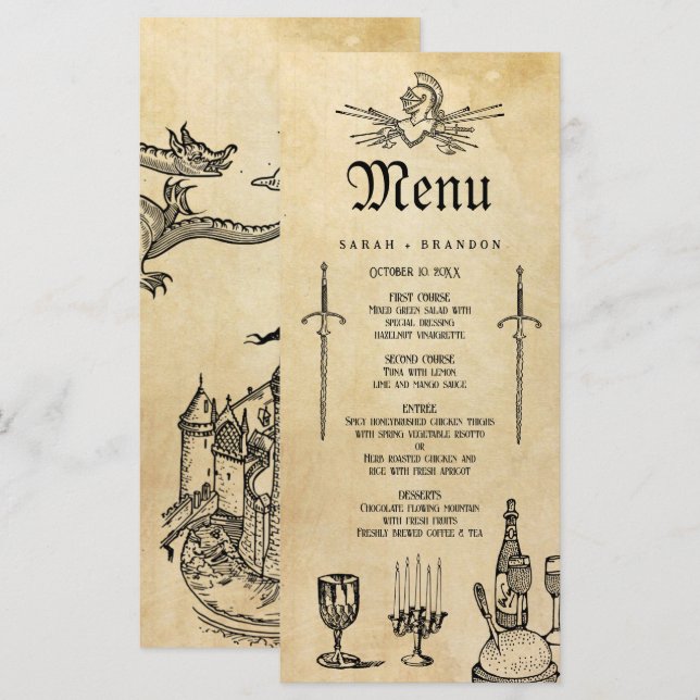 Medieval Fantasy Wedding Feast Menu | Zazzle