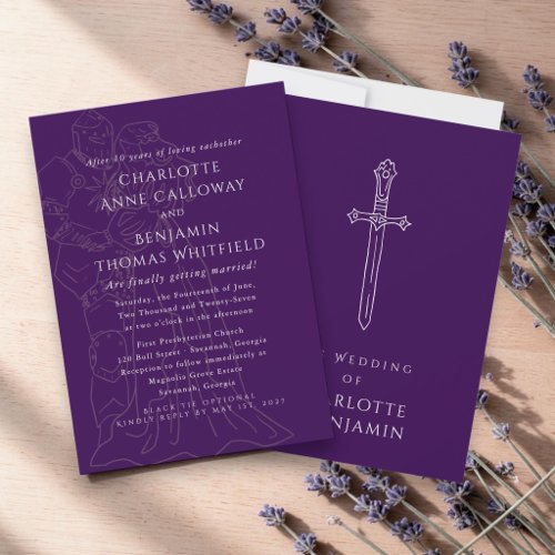 Medieval Fantasy Wedding Invitation | Royal Purple