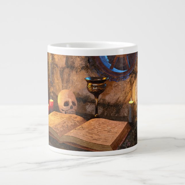 Medieval Fantasy Wizard's Study Giant Coffee Mug (Front)